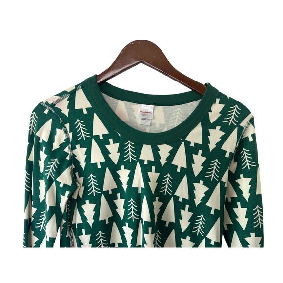 Hanna Andersson Green & White Christmas Tree Print Pajama Shirt Size Small - Picture 3 of 9